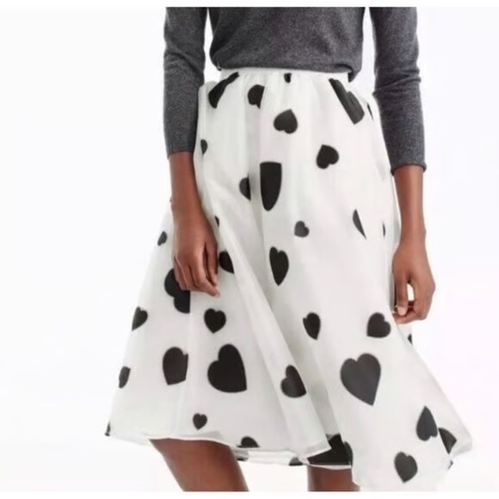 NWT J. Crew Black and White Heart Tulle Skirt